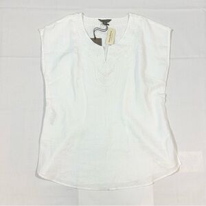 Tommy Bahama Womens L Sleeveless Tunic Top Embroidered V Neck Herbalife Resort